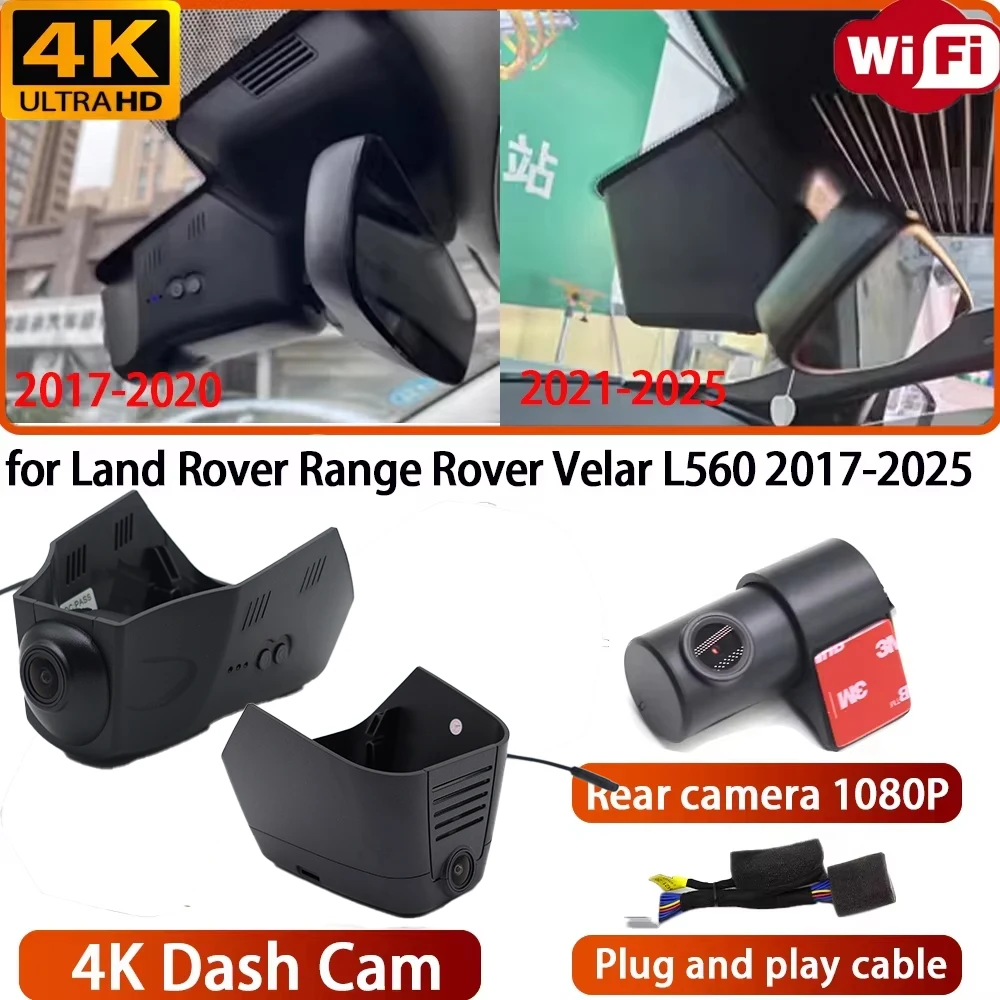 for Land Rover Range Rover Velar L560 2017-2025 Video Recorder 4K DVR Dash Cam Wifi Camera 170° Wide Angle Loop Recording