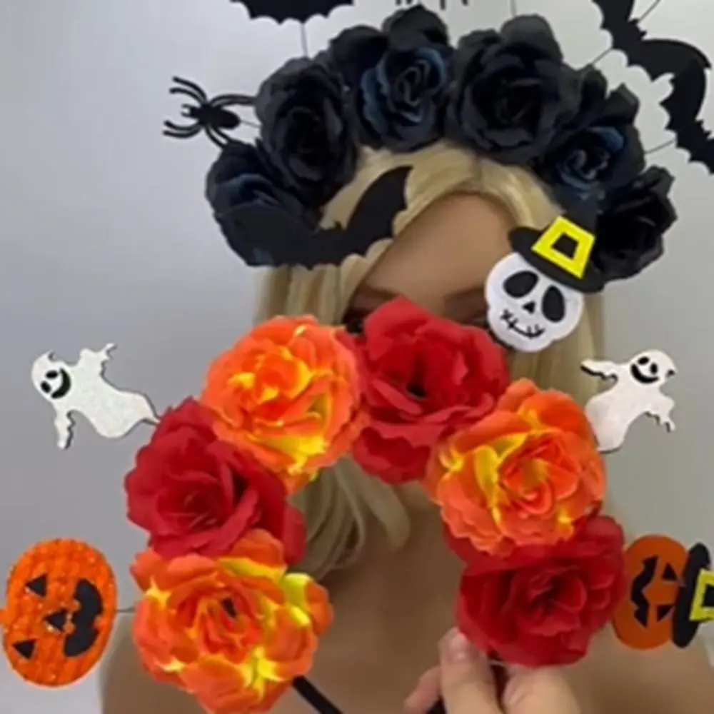 

Lightweight Artificial Rose Headband Realistic Comfortable Halloween Hair Accessory Simulated Fabric Material Fabric Headband