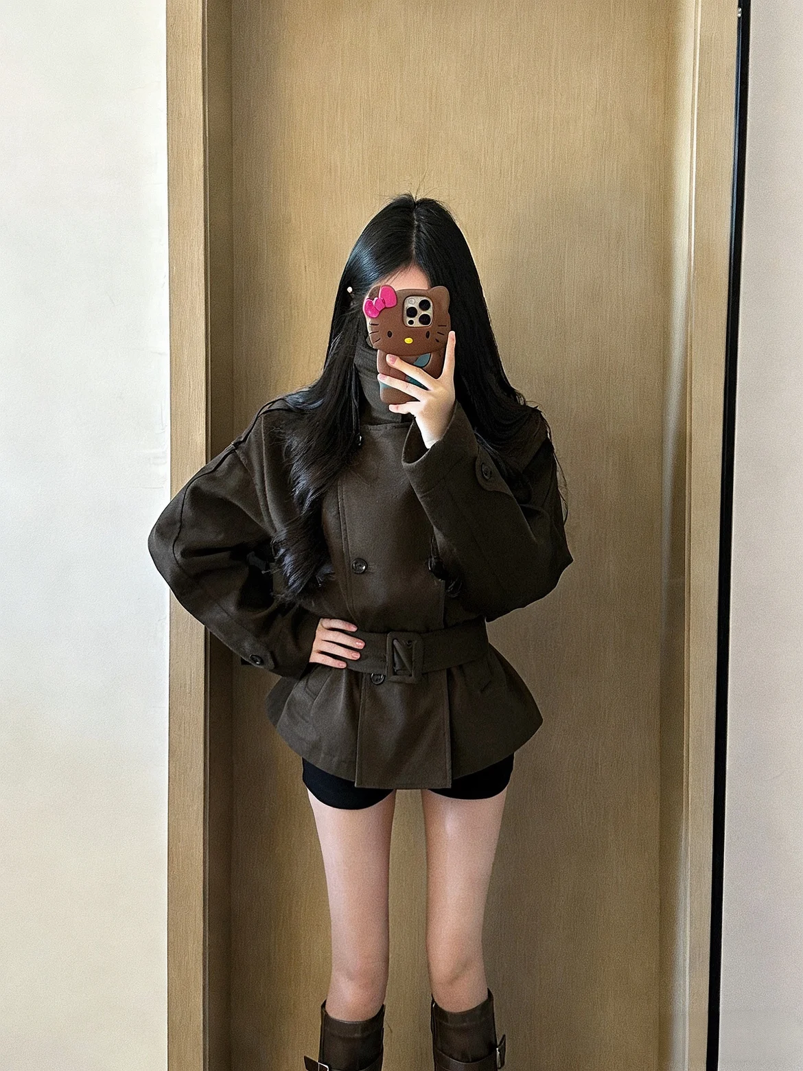 

Женское пальто Ele ort Jaet Sle с воротником-стойкой, поясом на талии и двойной застежкой на пуговицах в британском стиле для повседневной носки