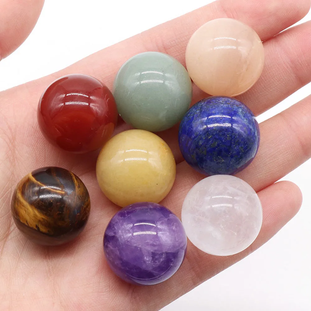1pc Non-porous 20mm Round Ball Natural Stone Amethyst Agate Crystal Rose Quartz Beads for Jewelry Making Supplies DIY Accessory