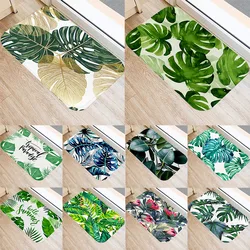 Tropical Plants Palm Leaf Monstera Decoration Kitchen Door Mats 40x60 Velvet Carpet Doormat Indoor Floor Bathroom Anti-Slip Rug