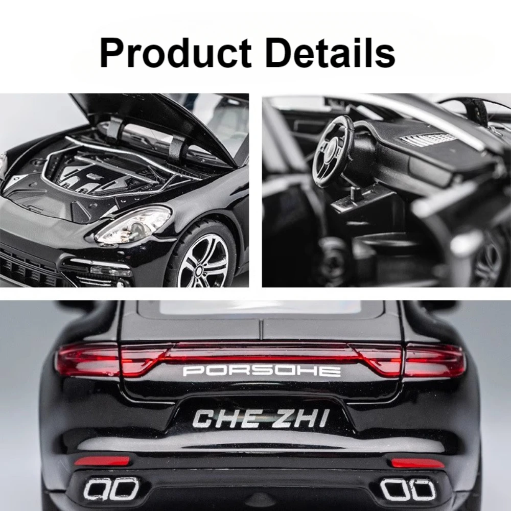 Panamera ของเล่นโมเดลรถยนต์สปอร์ตอัลลอยด์แบบ1:32, ของเล่น Diecast ประตูเปิดด้วยเสียงยานพาหนะรุ่นของขวัญวันหยุดสำหรับเด็กผู้ชาย