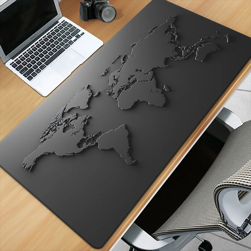 XXL World Map Mouse Pad, Large Desk Mat Non-Slip Rubber Base Stitched Edges, Multi-Functional for Gaming Office Home Decor Use