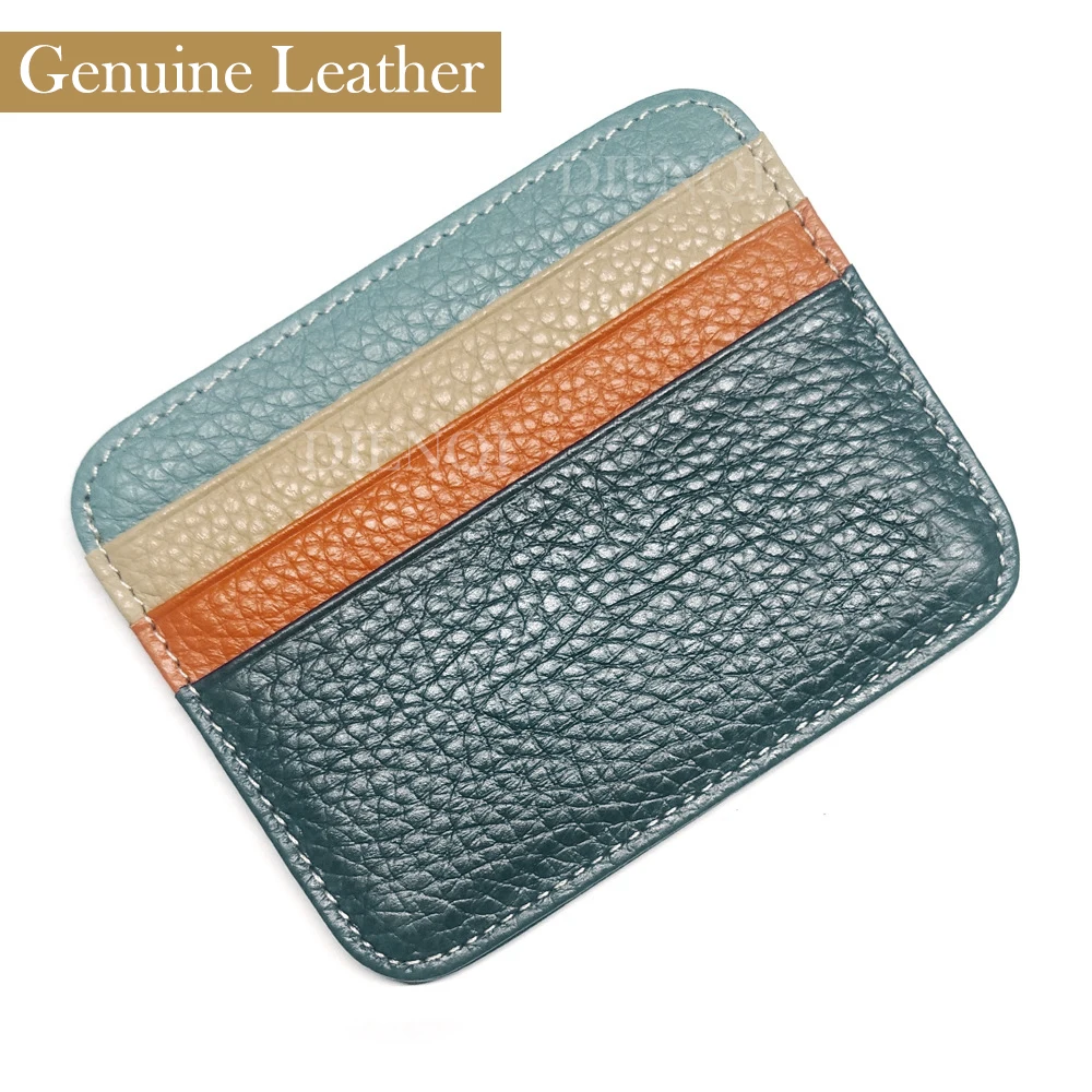 Leather Wallet Ultra Thin Lichi Pattern Genuine Leather Card Holder Business Id Bank Credit Cardholder Small Wallets for Men