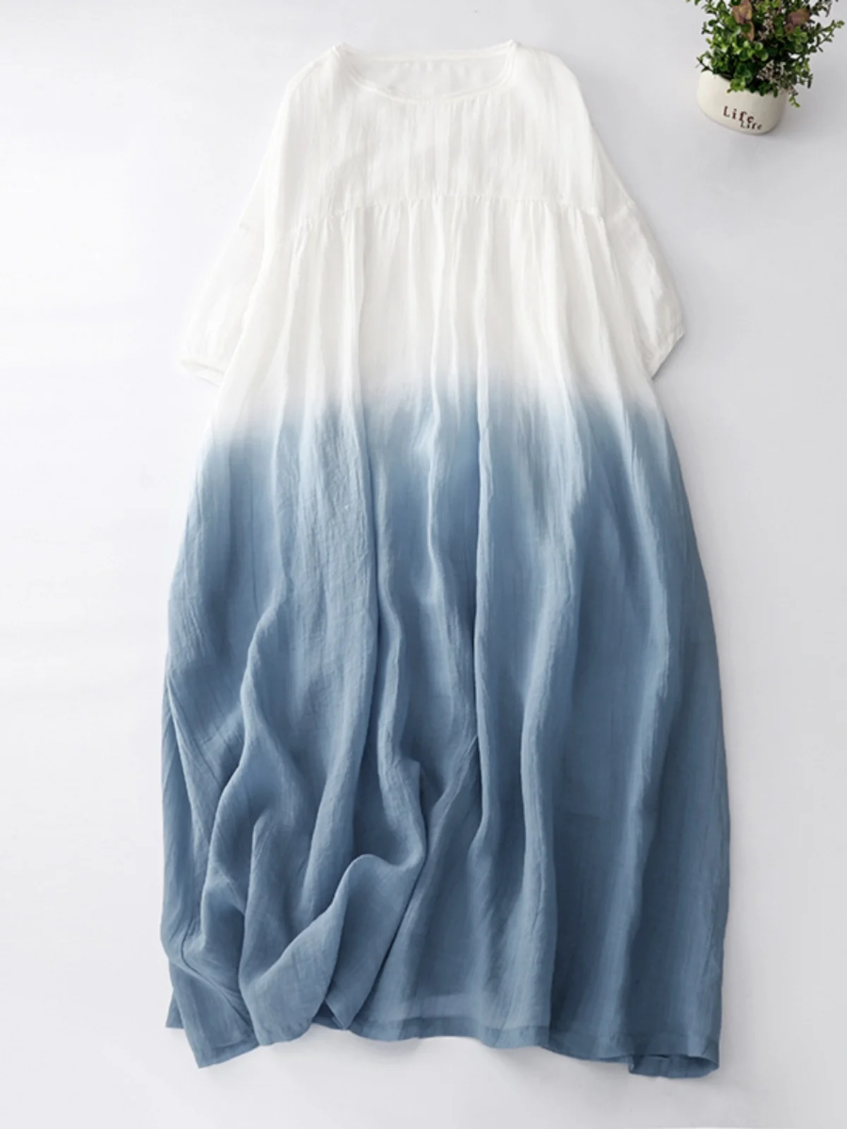 Dupla camada de linho dr adient impressão solta leve ort sve algodão linho maxi vestido a linha saia verão dr