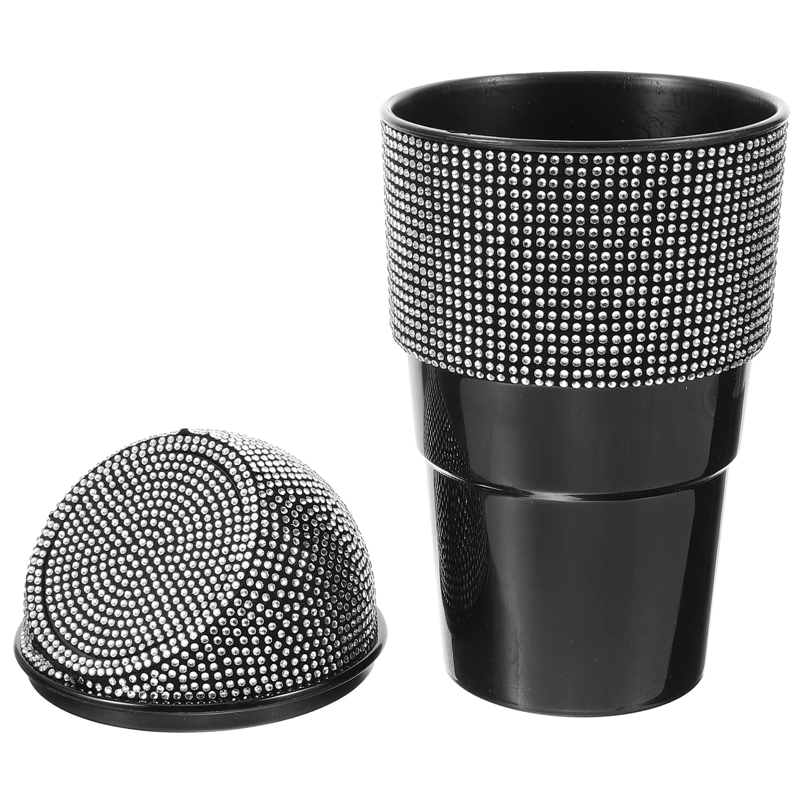 

Rhinestone Car Garbage Can Bling Vehicle Trash Can With Lid Durable Auto Waste Holder Elegant Decorative Dustbin For Car