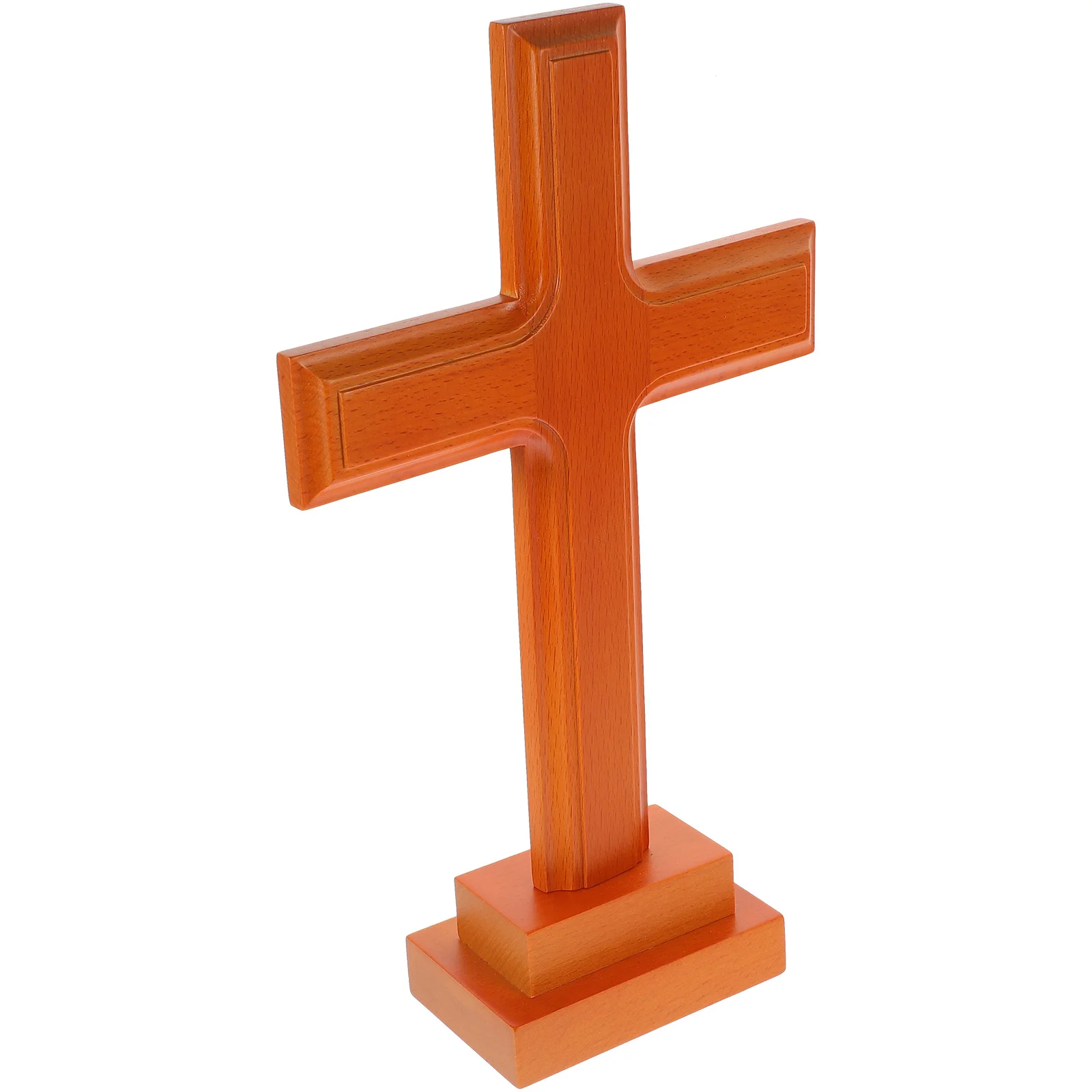 Wooden Cross Desktop Decoration Creative Rustic Cross Shaped Ornament Handmade Wood Craft Home Office Tabletop Decor