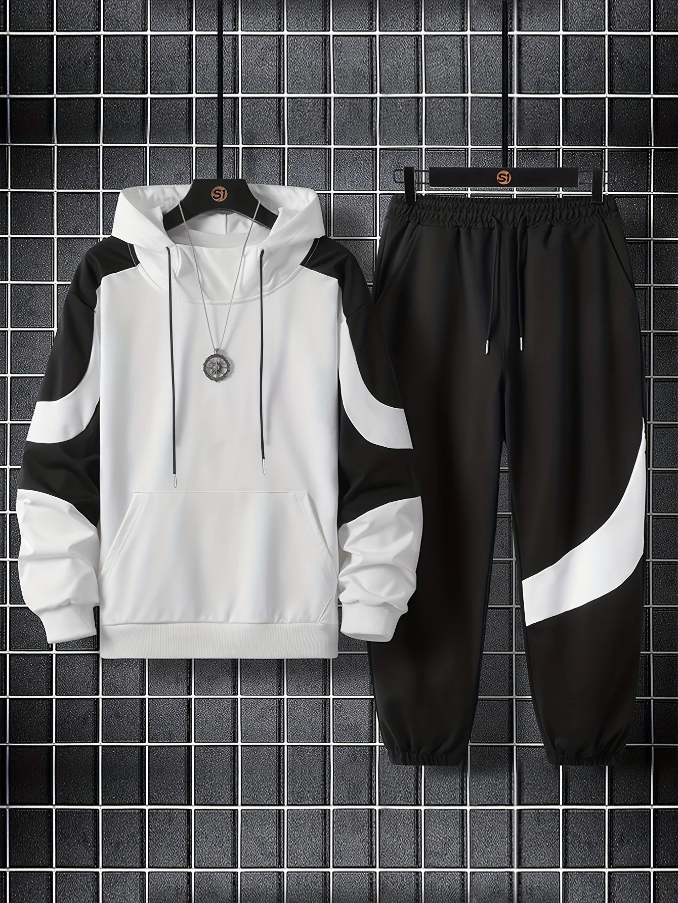 

Men's casual sports suit hooded sweatshirt and sweatpants outdoor spring and autumn suit