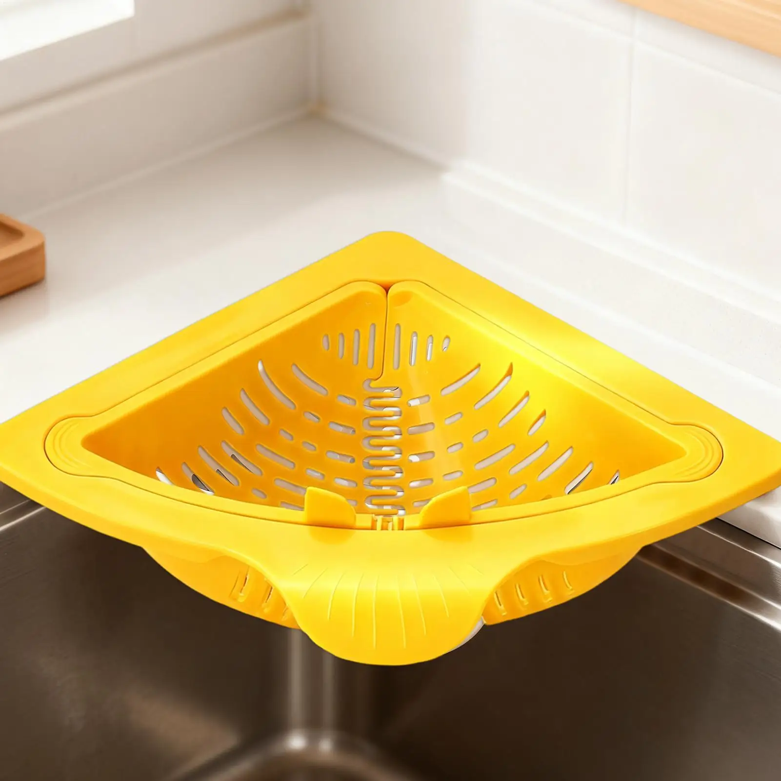 Corner Sink Strainer Basket Magnetic Kitchen Sponge Holder Sink Drain Strainer Basket For Trash Food Waste Leftovers Fruits