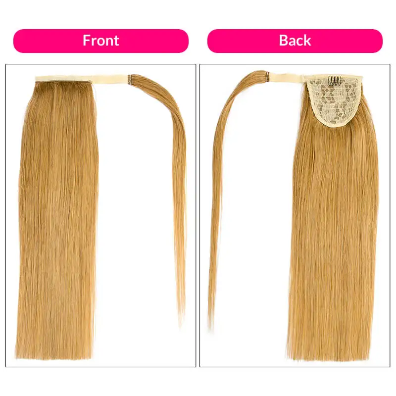 Extensión de cola de caballo ondulada para mujer, cabello humano, Clip de cordón multicolor, extensiones de cola de caballo, cabello Remy Real, 14-22 pulgadas