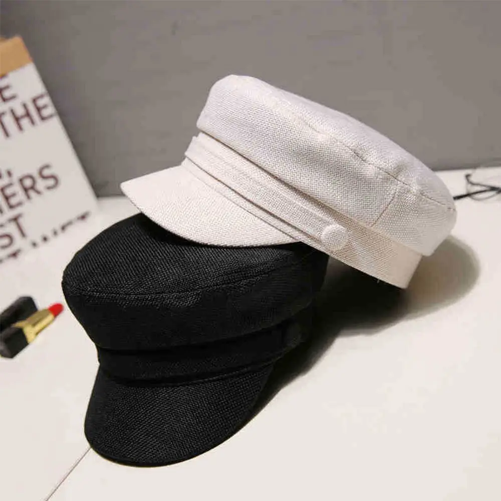 

Ladies Cotton Linen Autumn Women Octagonal Cap Navy Hats Berets Flat Cap