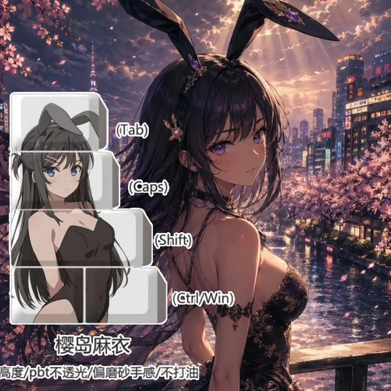 NEW Mai Sakurajima Theme Anime Keycaps Mechanical Keyboard PBT Customized Cute Keycaps PC Gaming Keyboard Accessories Cartoon