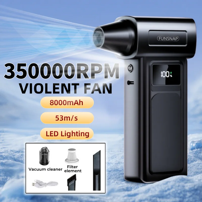 

Turbo Fan Rechargeable Blower 350000RPM 53m/s Brushless Air Blower Turbo Jet Fan Portable Dust Blower Electric Dryer Violent Fan