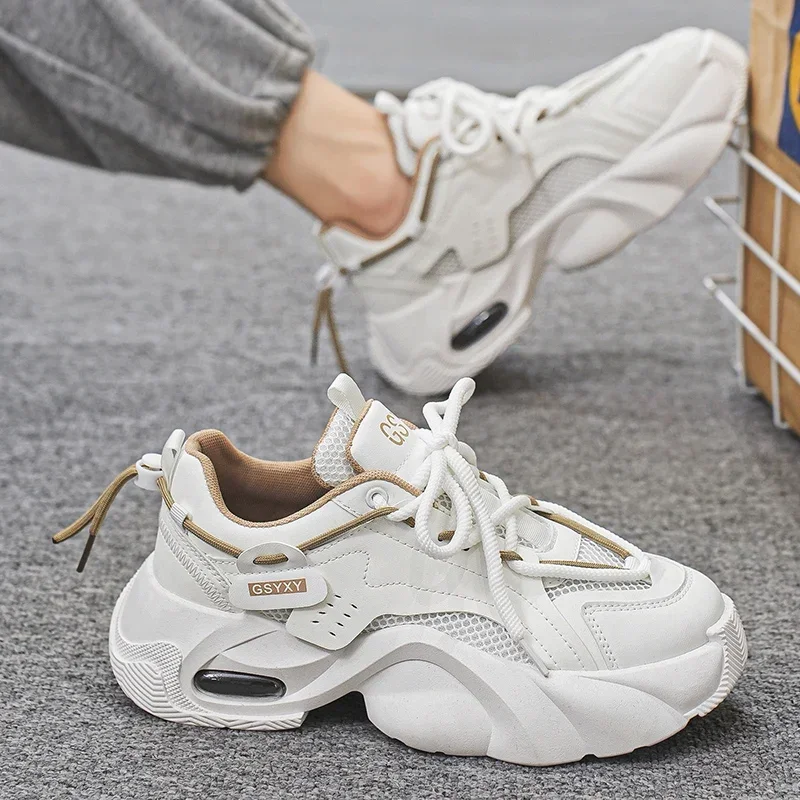 

Elevated Men's Bread Shoes 2024 Spring Thick Soled Elevated Sports Shoes Mesh Casual Running Shoes