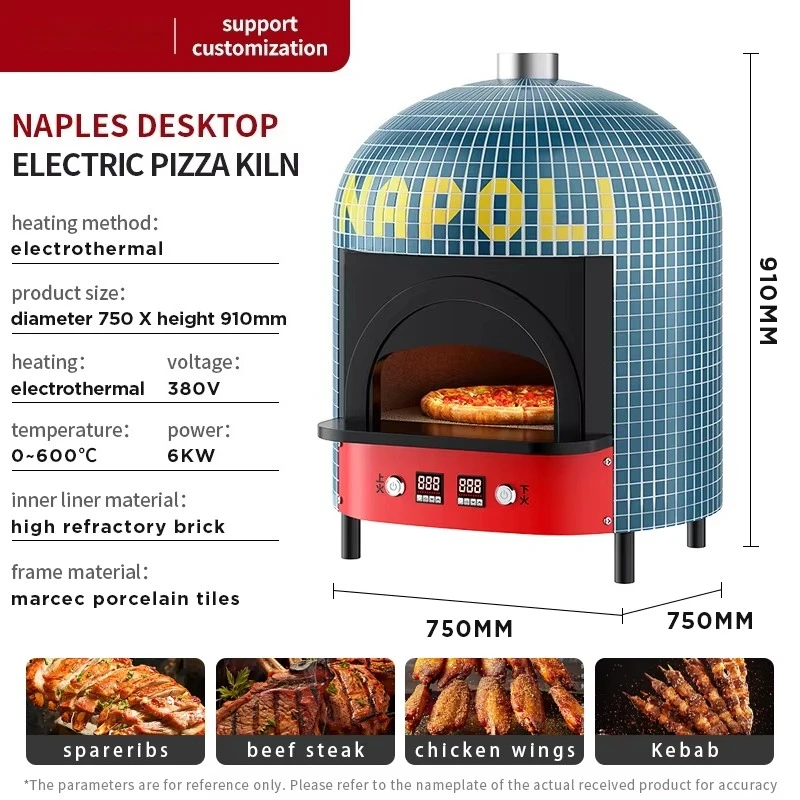 Custom Italian Pizza Oven High Productivity Benchtop Wood Gas Electric Napoli Kiln Adjustable Thermostat Bakery customized