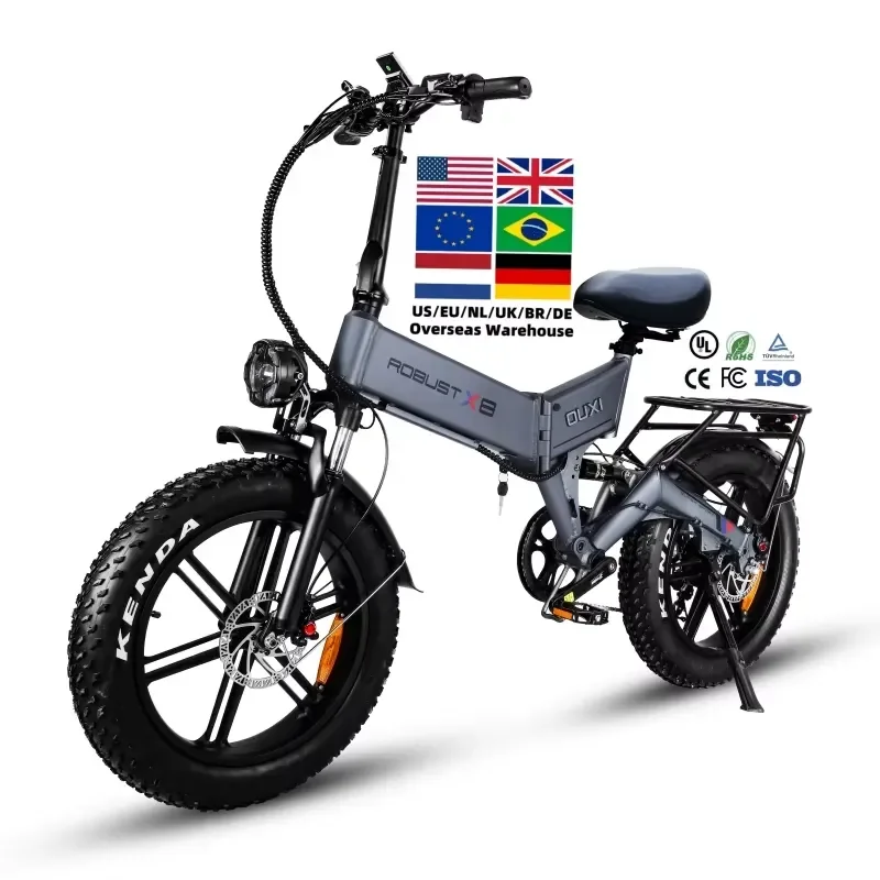 X8 Electric Bike 1000W Fatbike Full Suspension 48V Folding Mountain Ebike EU Warehouse for Adults