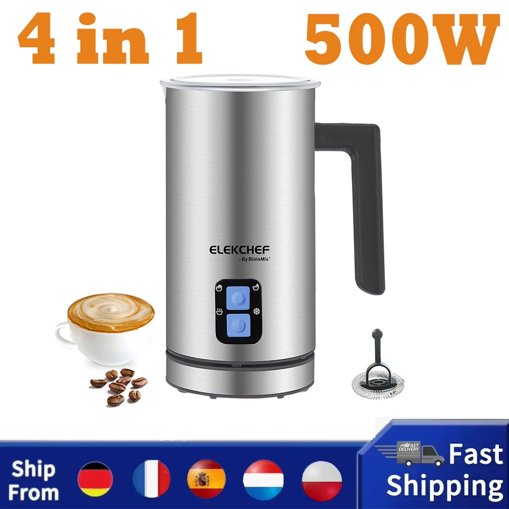 BioloMix MF600 4 in 1 500W Hot Cold Milk Frother, Coffee Frothing Foamer, Automatic Milk Warmer