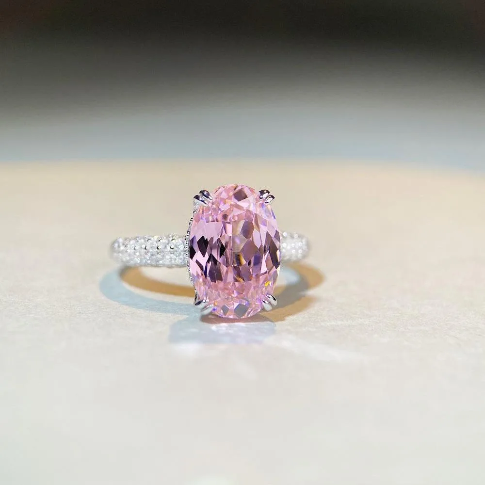 

Viora Jewelry Luxury Solid Platinum PT950 Women's pink diamond ring women's candy color moissanite diamond ring