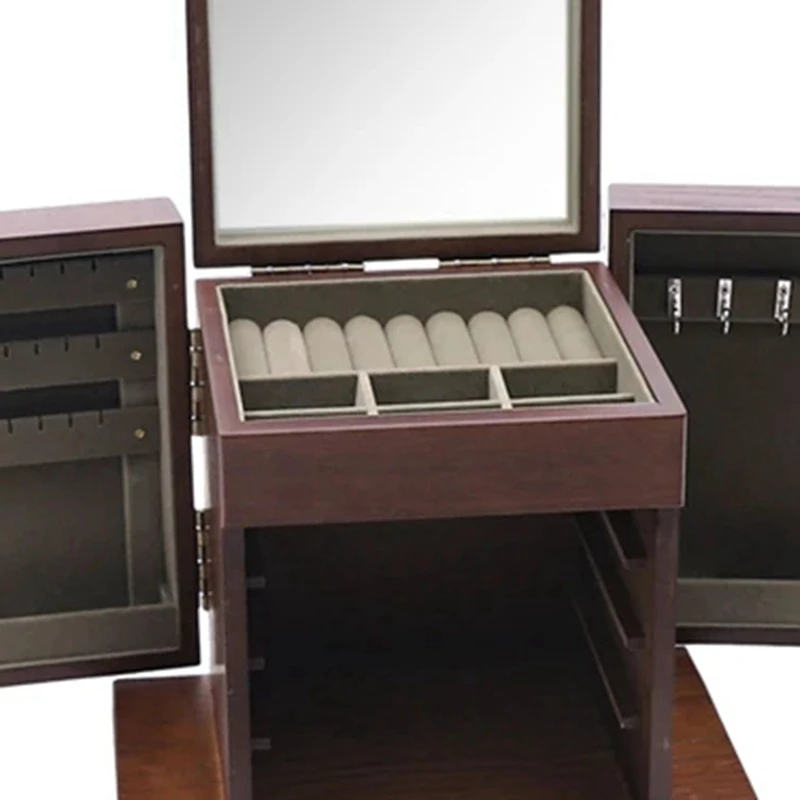 Storage Cabinet 5-Layer Retro Drawer-Style Jewelry Storage Cabinet Desktop Makeup Mirror Jewelry Storage Multi-Layer Jewelry Sto