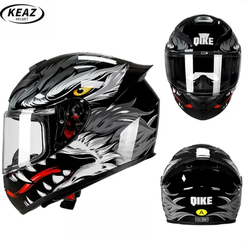 หมวกกันน็อคเต็มใบลายหมาป่าสีเทา ดีไซน์เฉพาะตัว ล่าสุด ได้รับมาตรฐาน DOT ให้ความสบายเหนือระดับ มอบประสบการณ์การขับขี่ที่น่าตื่นเต้น