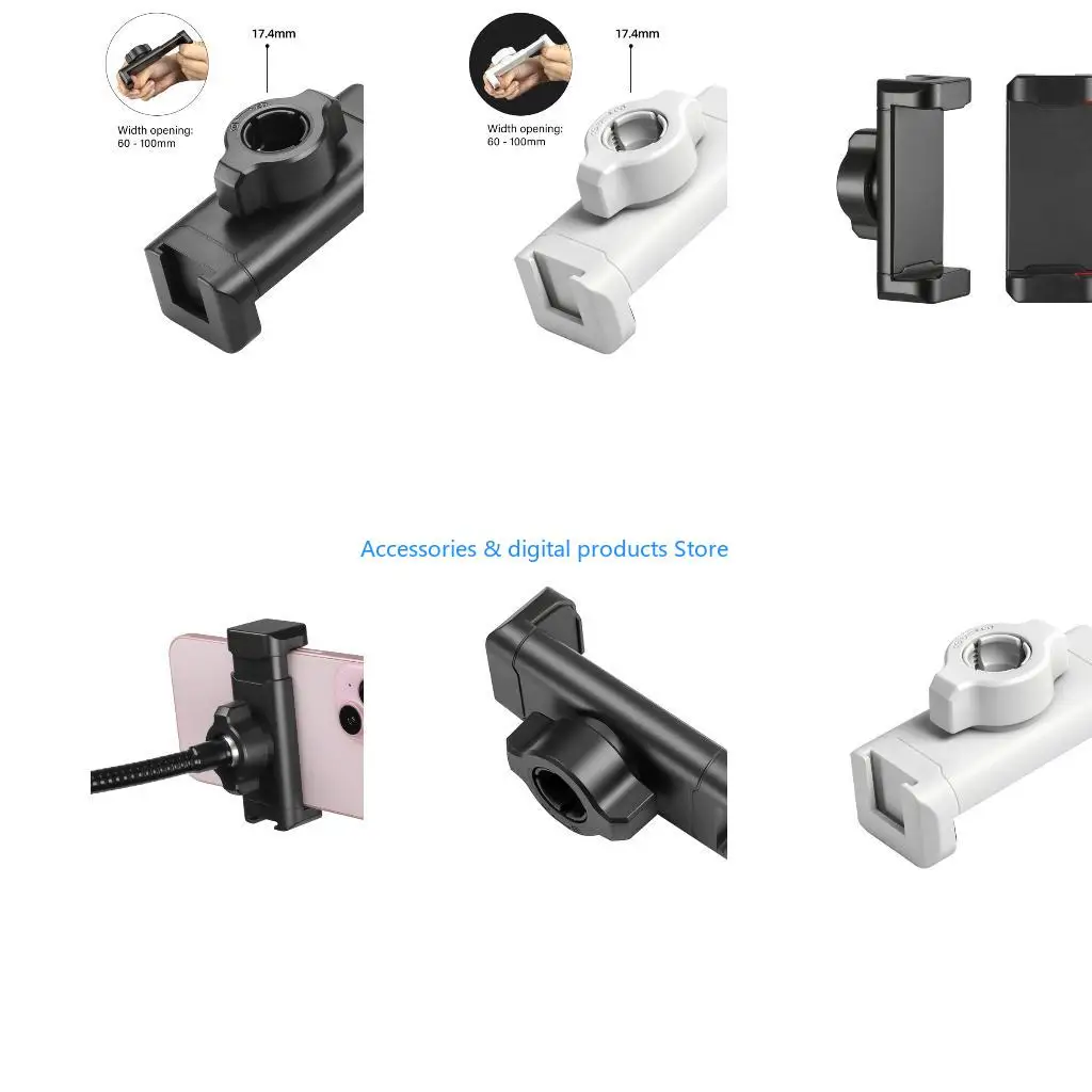 77JD Multiple Functional Phone Clip Small Rotating Mounting Suitable for 17mm Ball Head Base & Cold Shoe for Live Broadcast