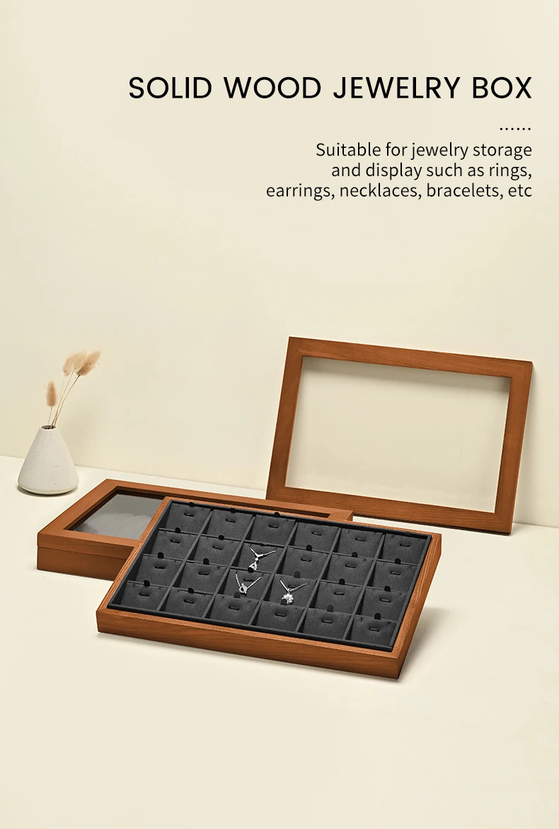 Wooden 3 in1 Multi-function Jewelry Display Box High quality Microfiber Ring Earring Bangle Organizer Case Luxury Storag Box