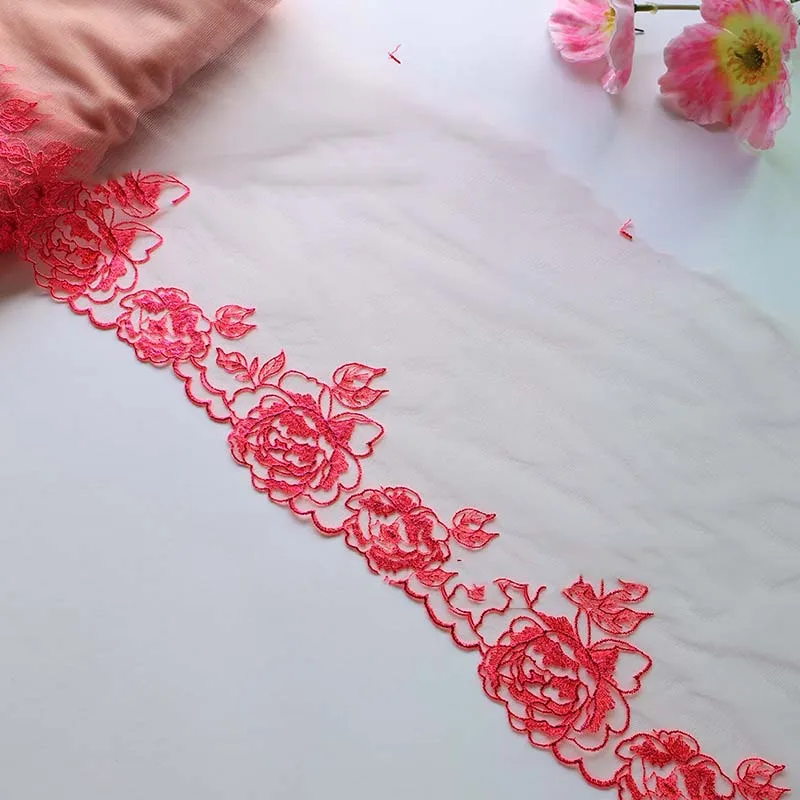 

21Yards Polyester Floral Embroidery Lace Trim For Wedding Clothes Skirt Hem Underwear Sewing Craft DIY Apparel Fabric Lace