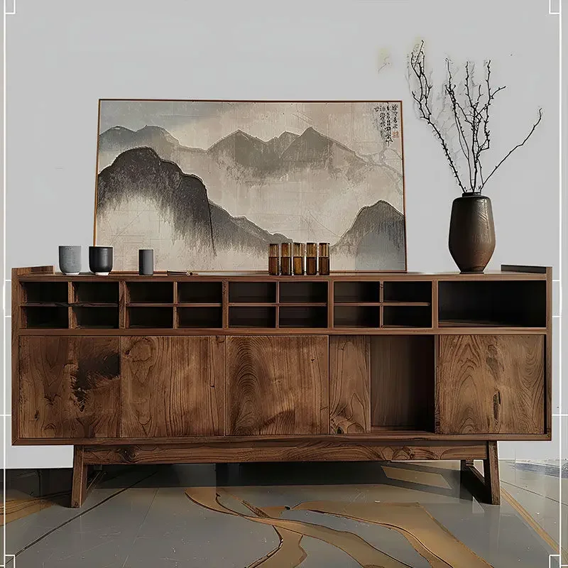 Wabi Side Cabinet Teacup Rack Tea Room Shelf Retro Bogu Rack Solid Wood Locker Display Rack Entrance Cabinet