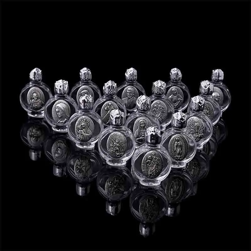 60pcs 15 types of holy water Jesus bottle religious cross bottle Christian Virgin sculpture bottle, holy water bottle