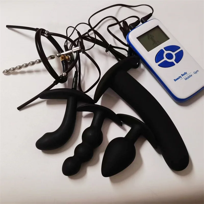 8 طرق صدمة كهربائية مجرى البول السبر موسع سيليكون الشرج بعقب المكونات القضيب المدرب تدليك المعادن الحصان العين قضيب الجنس لعب الرجال