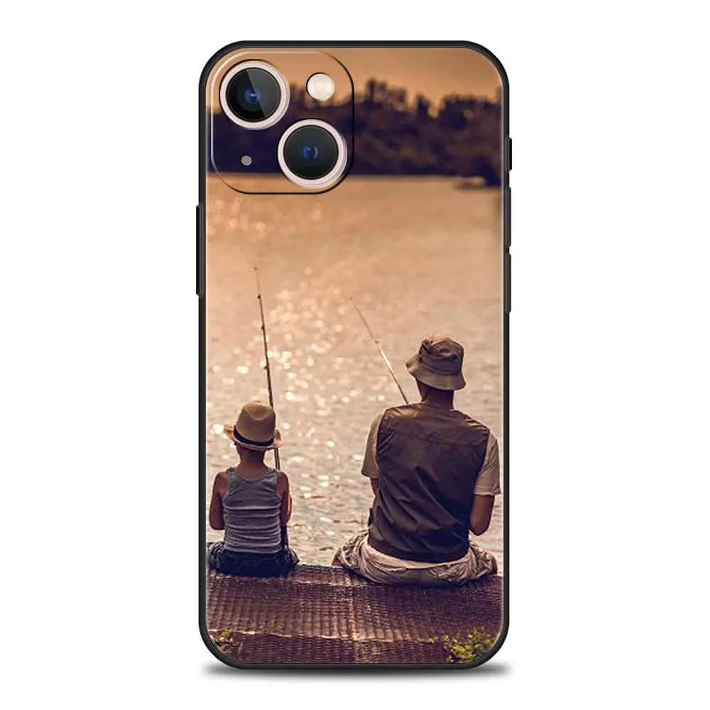 Phone Case For iPhone 16 15 14 13 12 11 Pro Max XS X XR SE 7 8 Plus Soft Silicone Black Cover Funda Luxury Carp Fishing Fish