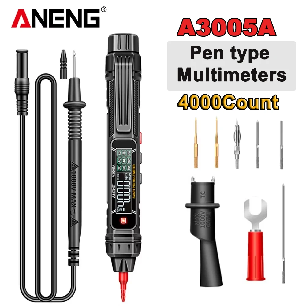 

ANENG A3005A color / LCD S creen Digital Multimeter Pen type 4000 Counts AC/DC Voltage Non-Contact Professional Auto Ohm Tools