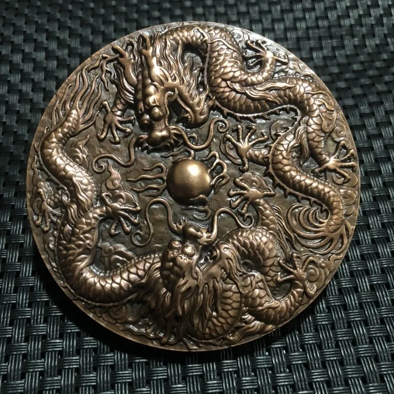 Playing with a Pearl Large Bronze Relief Commemorative , Collectible Coin, Double-Sided Dragon Zodiac Y