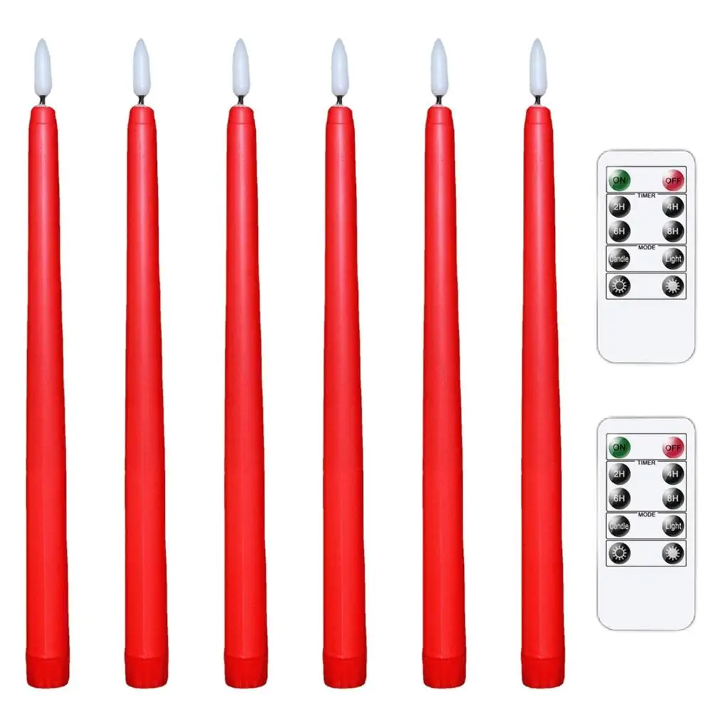 6Pcs LED Flameless Flickering Warm Light Taper Candles with 2 Remote Control for Xmas Thanksgiving Home Wedding Decoration