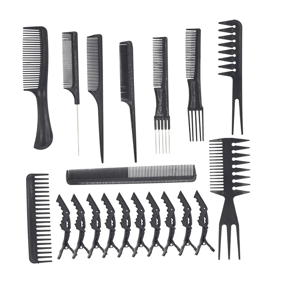 1Set Professional Wide Tooth Comb Set for Men Unbreakable Lightweight Plastic Combs for Styling and Dyeing Salon Home