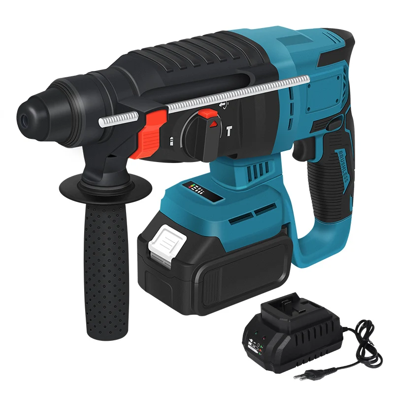 

Electric brushless hammer 27mm impact drill 18V cordless rotary hammer drill 4 functions suitable for Makita 18V batteries