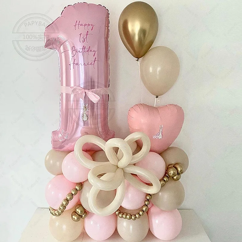 51 pcs Tender Pink Gold Heart Shaped Balloons For Birthday Wedding Party Valentine's Day Decoration Shower Globos Supplies Girl