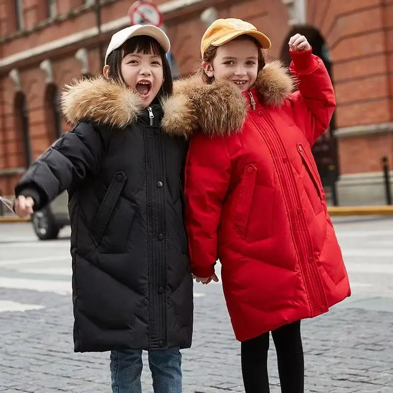 الفتيات أسفل سترة منتصف طول معطف الأطفال نمط المتضخم الأطفال معطف الشتاء سميكة الشتاء الأطفال ملابس خارجية 5-15Y #2