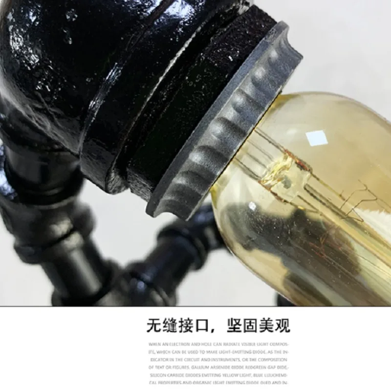 Dn20 vintage black robot table lamp with plumbing pipe for Home decoration and furniture decoration