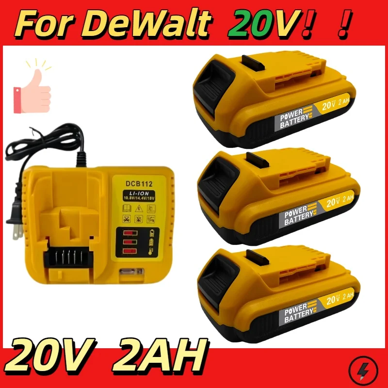 لبطارية ديوالت 20 فولت ماكس 2 أمبير في الساعة DCB206 DCB205 DCB204 DCB202 المحمولة ، 18 فولت 20 فولت ماكس لبطارية أداة الطاقة ديوالت 20 فولت مع شاحن #1