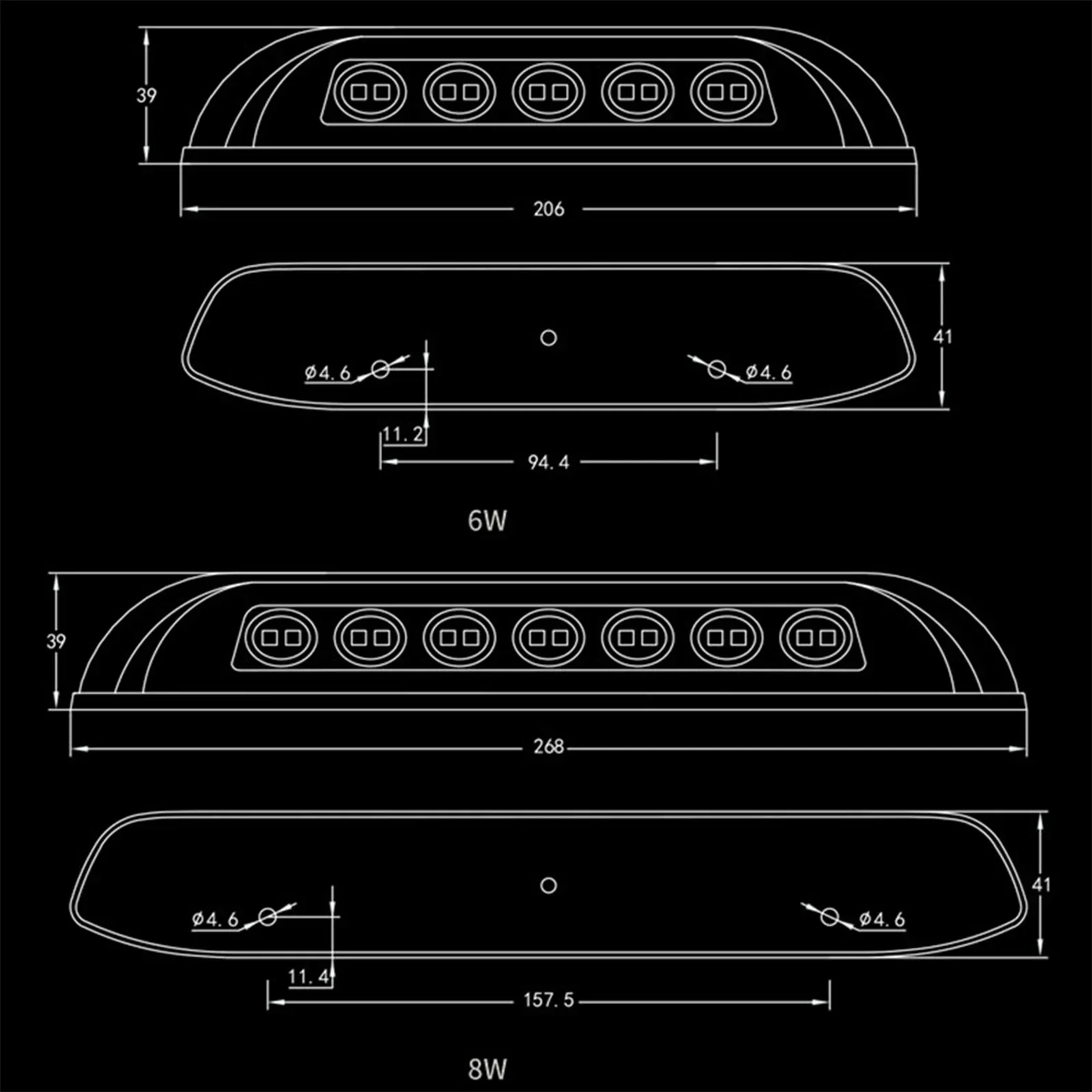 1pcs ABS 12V RV LED Light Exterior LED Lamp Beads RV 10 LED Awning Porch Light White 8W Car Headlight Bulbs