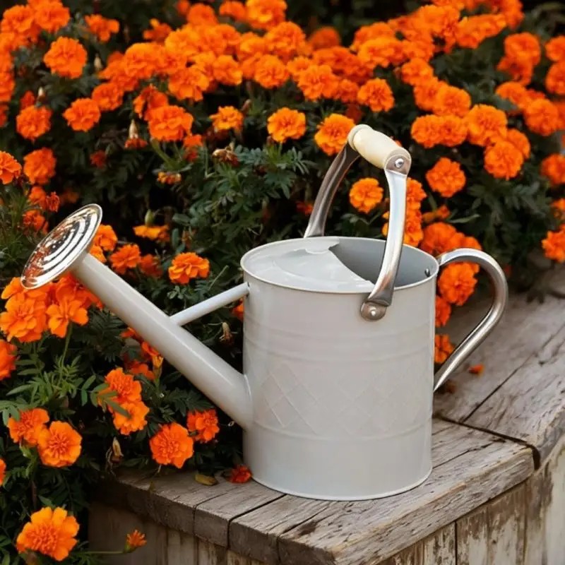 E8BD Household Watering Can with Perforated Rose, Two Grips and Detachable Nozzle for Routine Indoor and Garden Plant Care