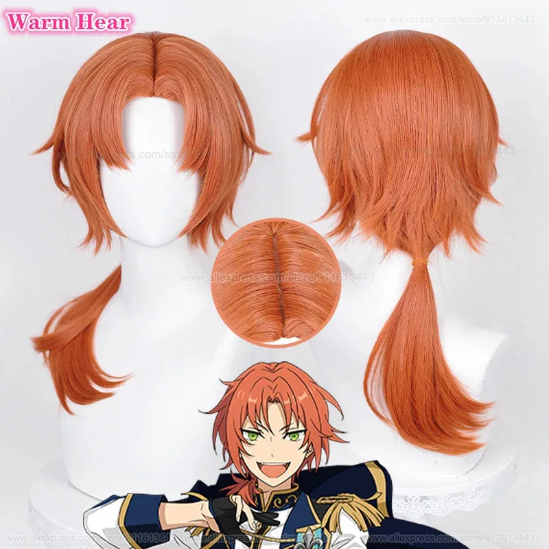 Anime ES Ensemble Star Tsukinaga Leo Orange Lange 60 cm Cosplay Hitzebeständige Synthetische Haar Karneval Party Perücken + Perücke Kappe