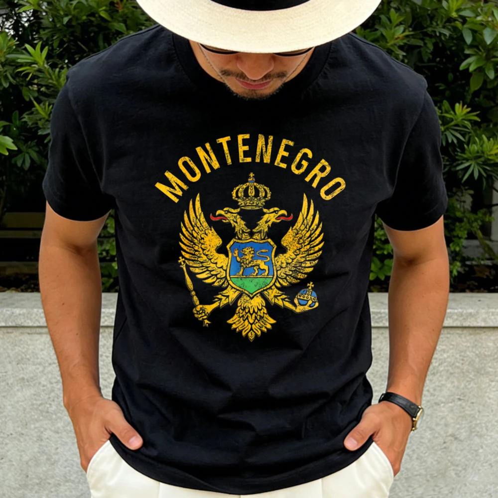 Camiseta con escudo de Montenegro para hombre, diseño de emblema nacional, ropa informal de verano unisex, regalo para hombres y amigos
