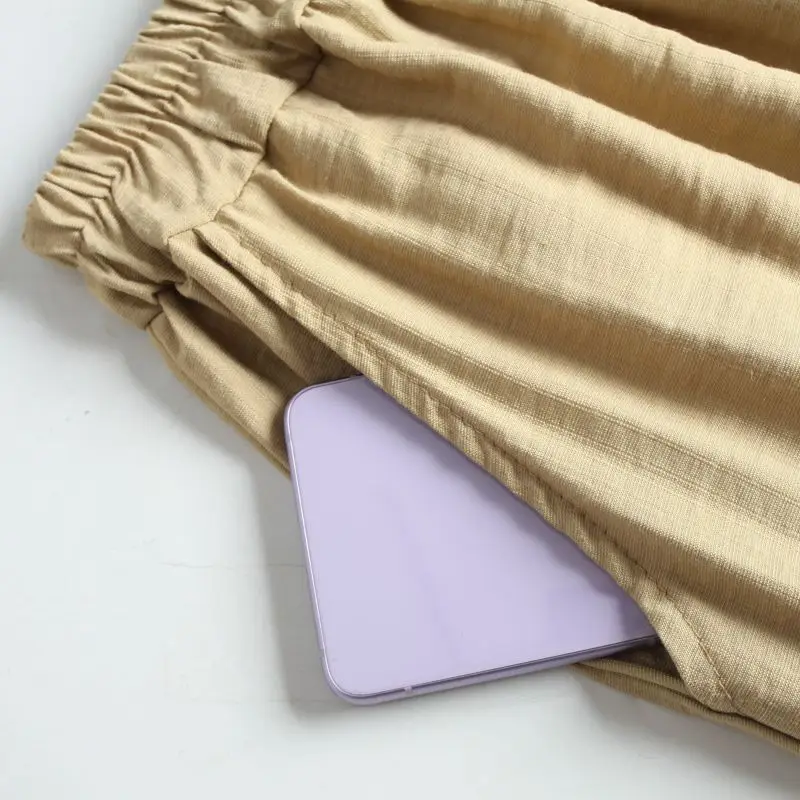 Modne, luźne, wysokiej talii, nowe letnie damskie, cienkie, elastyczne, swobodne i wszechstronne, jednokolorowe, dziewięciopunktowe spodnie