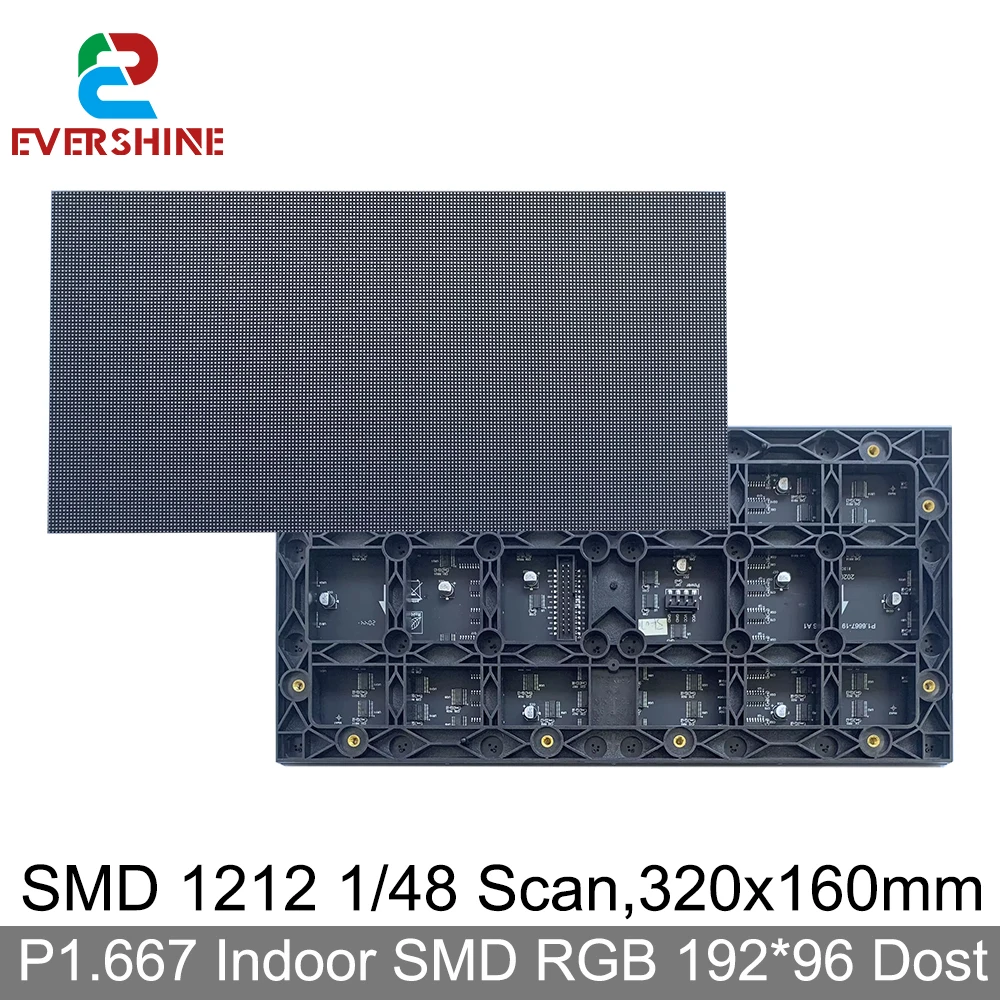 

HD P1.667 LED Indoor Full Color Matrix Panel 320x160mm 192*96 Pixels 3840Hz Refresh SMD1212 Video Display 26pin RV320 Interface