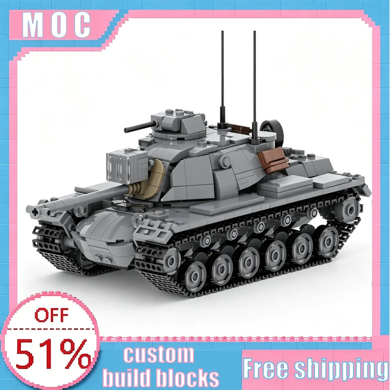 966 PCS Army Tank MOC Vehicle Model DIY Assembly Building Blocks Educational Toy Birthday Popular Gifts For Collection Display