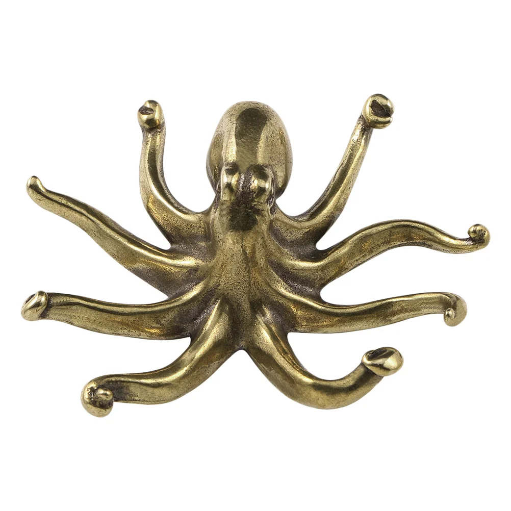 

Vintage Brass Octopus Sculpture Desktop Decor Indoor Office Table Ornament Creative Sea Animal Decoration Brass Octopus Decor