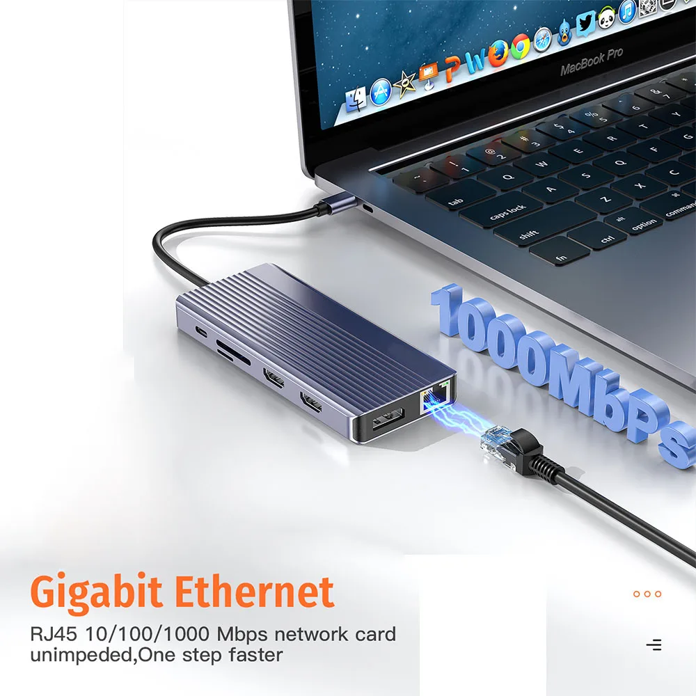 Imagem -05 - Getatek-leitor de Cartão sd para Macbook Pro Air Usb c para Dual 4k60hz Compatível com Hdmi dp Adaptador Usb 3.2 Ethernet Pd100w 13 em 1