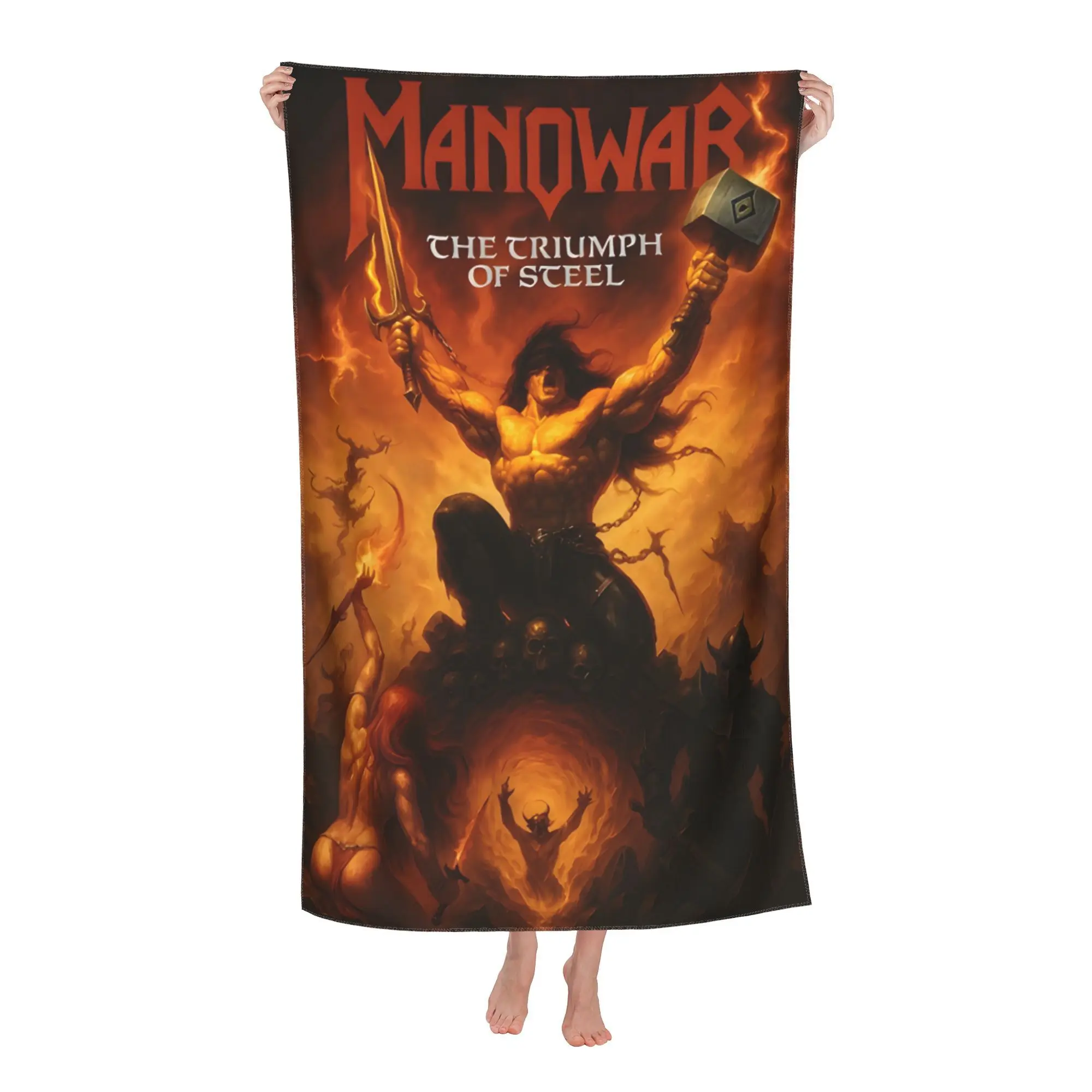 1pc M-Manowar T-The T-Triumph of Steel Beach Towel Microfiber Quick Dry Sand Free Extra Large Towel Summer Pool Heavy Metal Band